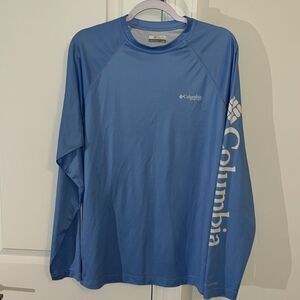 COLUMBIA PFG Terminal Tackle Flag Back Blue OmniShade Long Sleeve Shirt Fishing